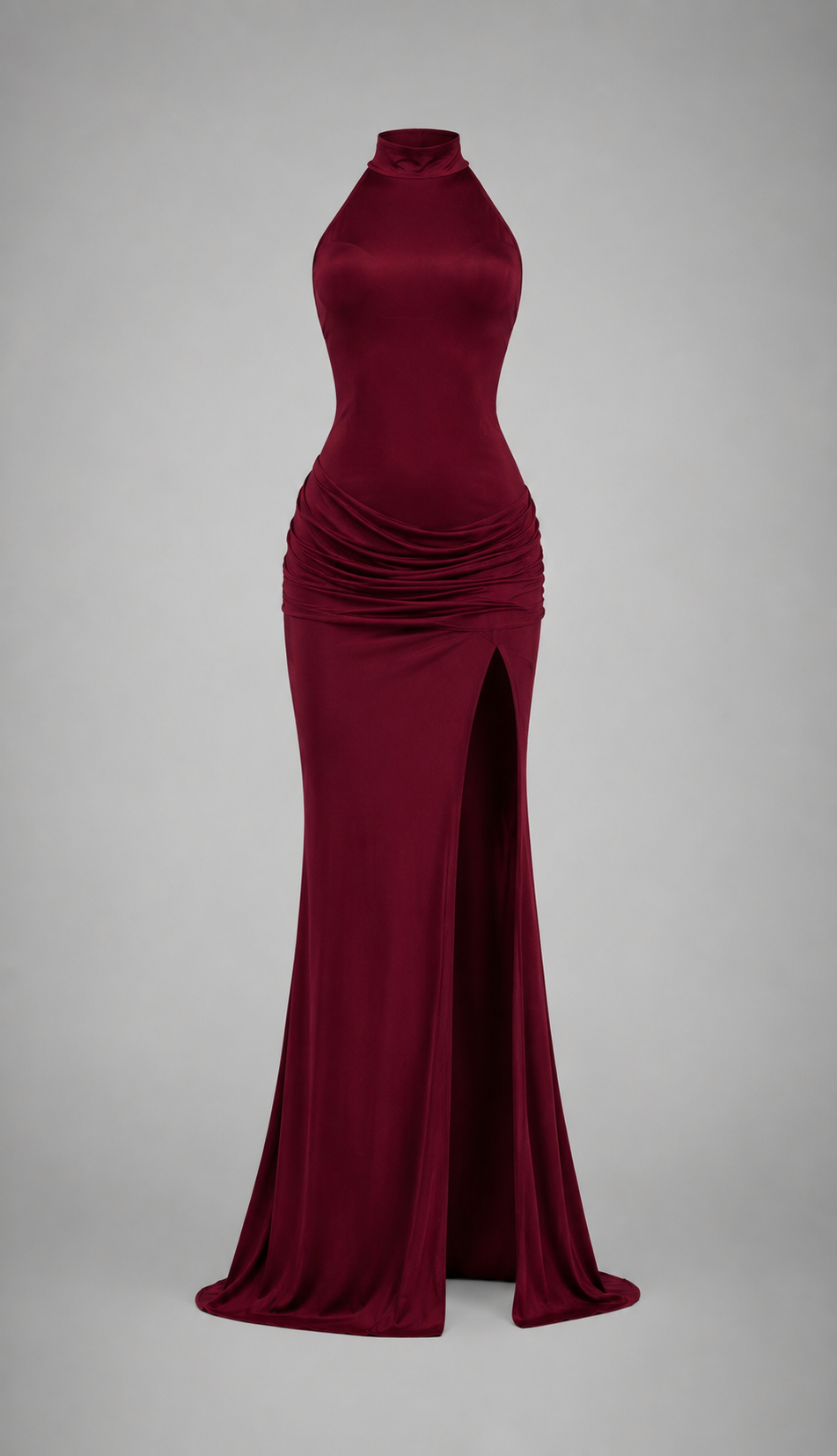 Burgundy Draped Maxi Dress